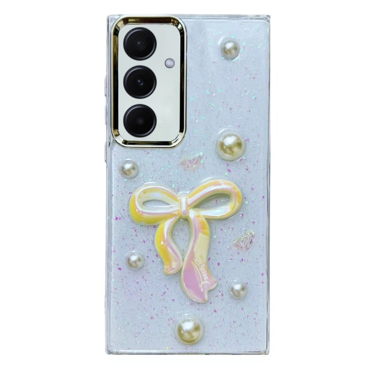 

For Samsung Galaxy A15 Three-dimensional Bow Pearl Love Flower TPU Phone Case(Pearl Bow)