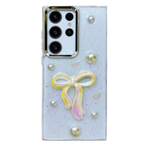 

For Samsung Galaxy S23 Ultra 5G Three-dimensional Bow Pearl Love Flower TPU Phone Case(Pearl Bow)