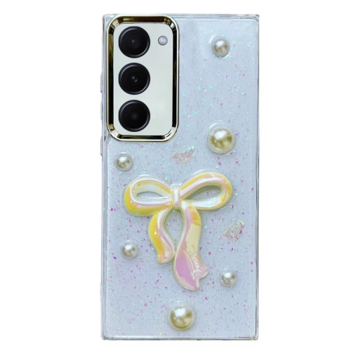 

For Samsung Galaxy S23+ 5G Three-dimensional Bow Pearl Love Flower TPU Phone Case(Pearl Bow)