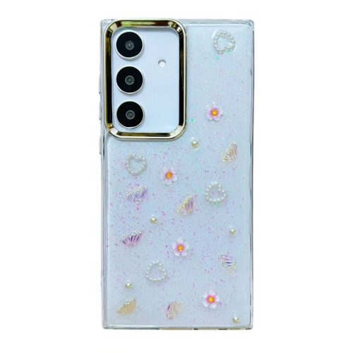 

For Samsung Galaxy S24 FE 5G Three-dimensional Bow Pearl Love Flower TPU Phone Case(Butterfly Love Flowers)