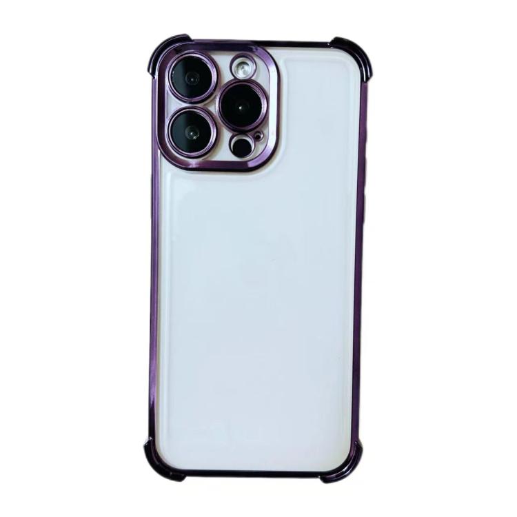 For iPhone 15 Pro Max Electrpolated Space Four-corner Shockproof TPU Phone Case(Purple)