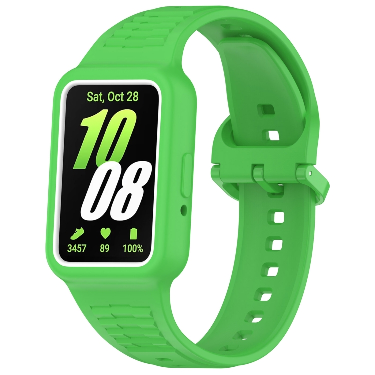 

For Huawei Band 9 NFC Two Color Frame Integrated Silicone Watch Band(Fluorescent Green)