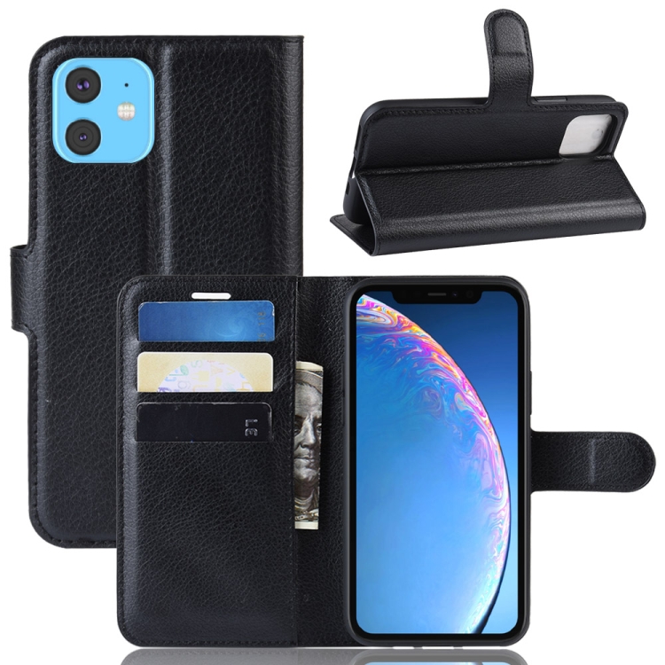 

For iPhone 11 Litchi Texture Horizontal Flip Leather Case, with Wallet & Holder & Card Slots(black)