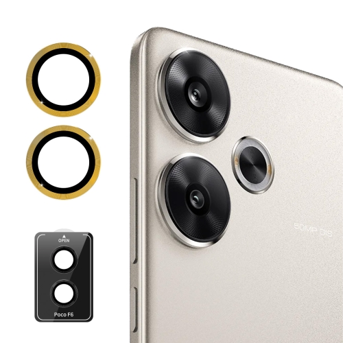 

For Xiaomi Poco F6 ENKAY 9H Rear Lens Aluminium Alloy Tempered Glass Film(Gold)