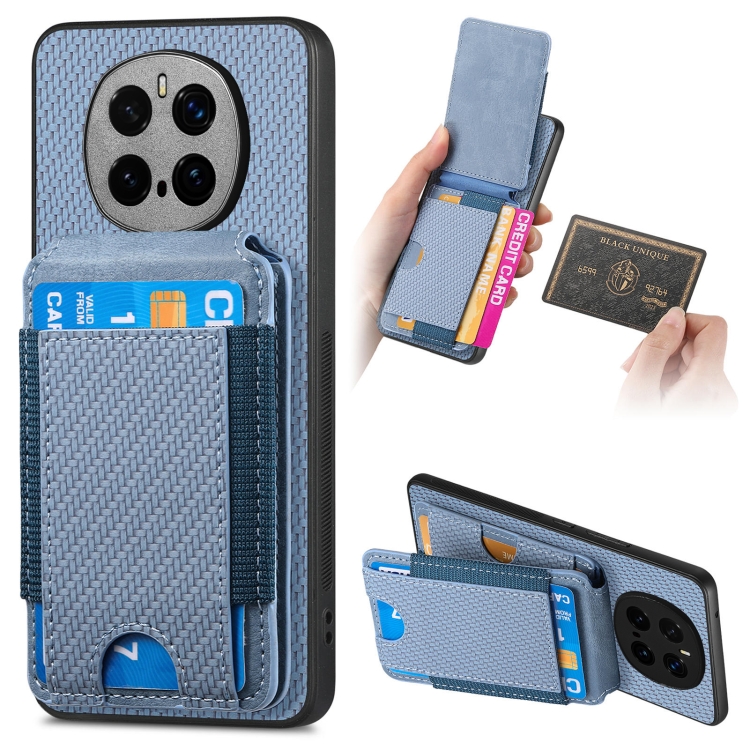 

For Honor Magic7 Pro Carbon Fiber Vertical Flip Wallet Stand Phone Case(Blue)