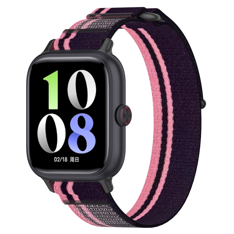 

For vivo Watch GT Loop Nylon Hook and Loop Fastener Watch Band(Pink Purple)