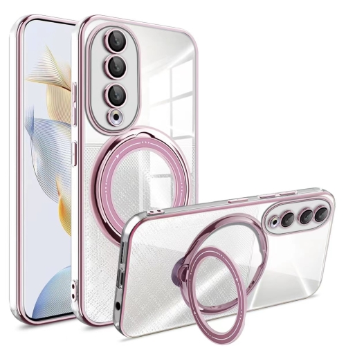 

For Honor 90 Pro Rotation MagSafe Holder TPU Phone Case(Pink)