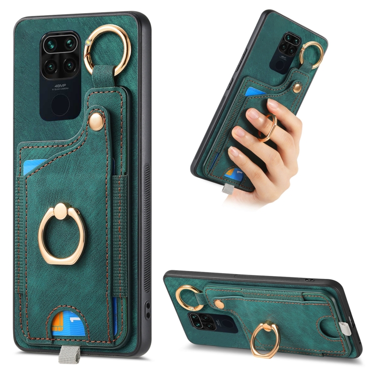 For Redmi Note Retro Skin-feel Ring Card Bag Phone Case with