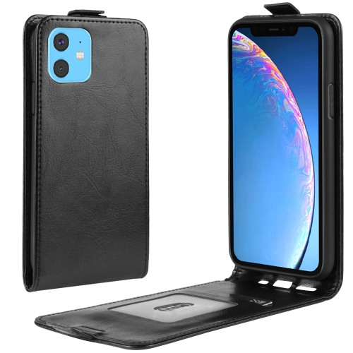 

For iPhone 11 Crazy Horse Vertical Flip Leather Protective Case (black)