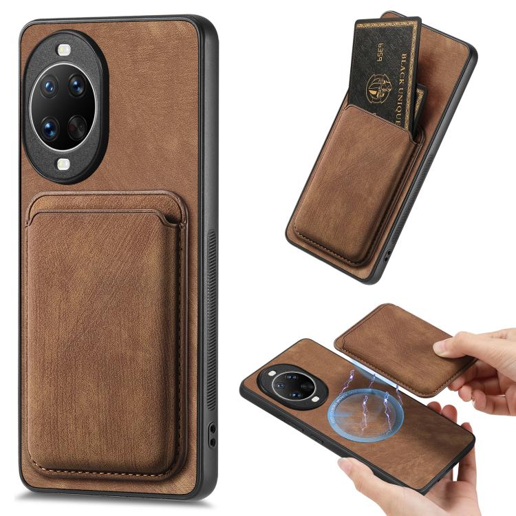 

For Huawei nova 14 Ultra Retro Leather Card Bag Magnetic Phone Case(Brown)