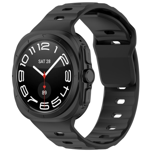 For Samsung Galaxy Watch 7 Ultra Solid Color Reverse Buckle Silicone Watch Band(Black)