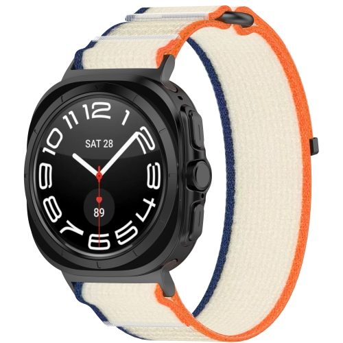 

For Samsung Galaxy Watch Ultra 47mm Hook and Loop Fastener Loop Nylon Watch Band(Orange+Beige)