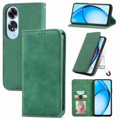 

For OPPO A60 Retro Skin Feel Magnetic Flip Leather Phone Case(Green)