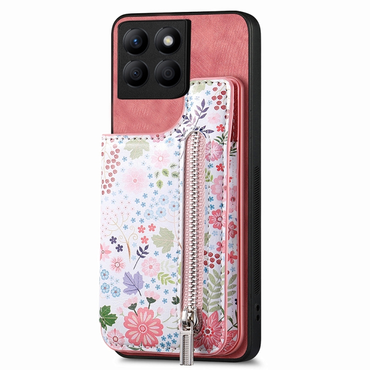 

For Honor X8b Retro Painted Zipper Wallet Back Phone Case(Pink)