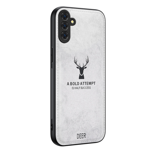 

For Samsung Galaxy S24 FE 5G Deer Head Cloth Skin All-inclusive Phone Case(White)