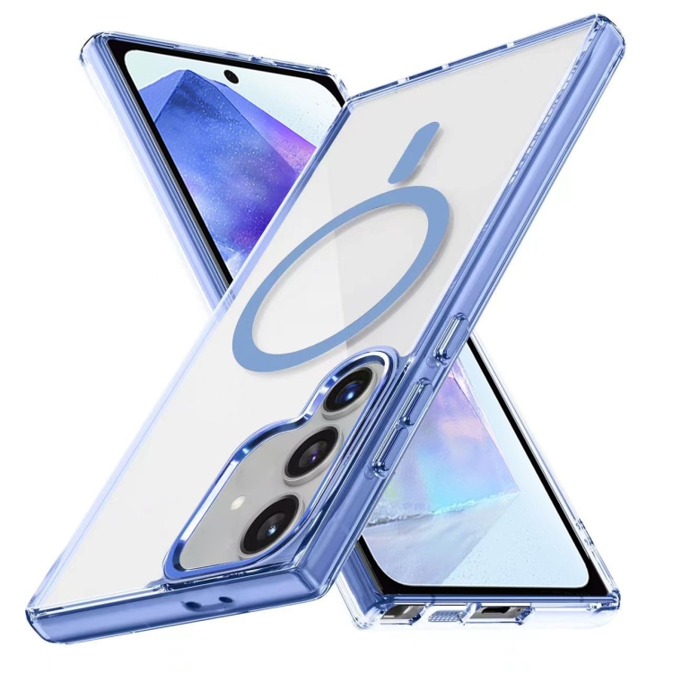 

For Samsung Galaxy A55 5G Ice Color Magnetic Series TPU Hybrid Acrylic Magsafe Phone Case(Yuanfeng Blue)