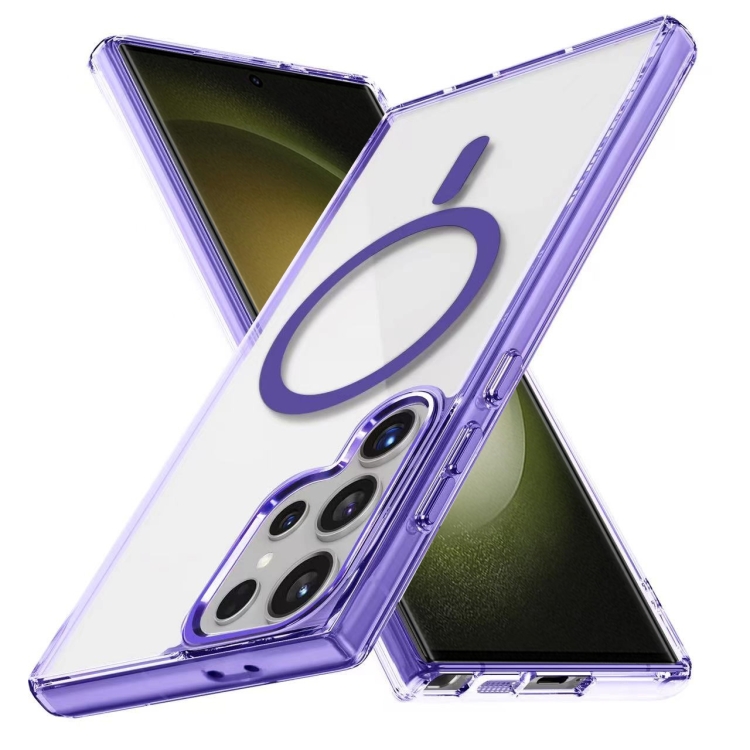 

For Samsung Galaxy S23 Ultra 5G Ice Color Magnetic Series TPU Hybrid Acrylic Magsafe Phone Case(Purple)