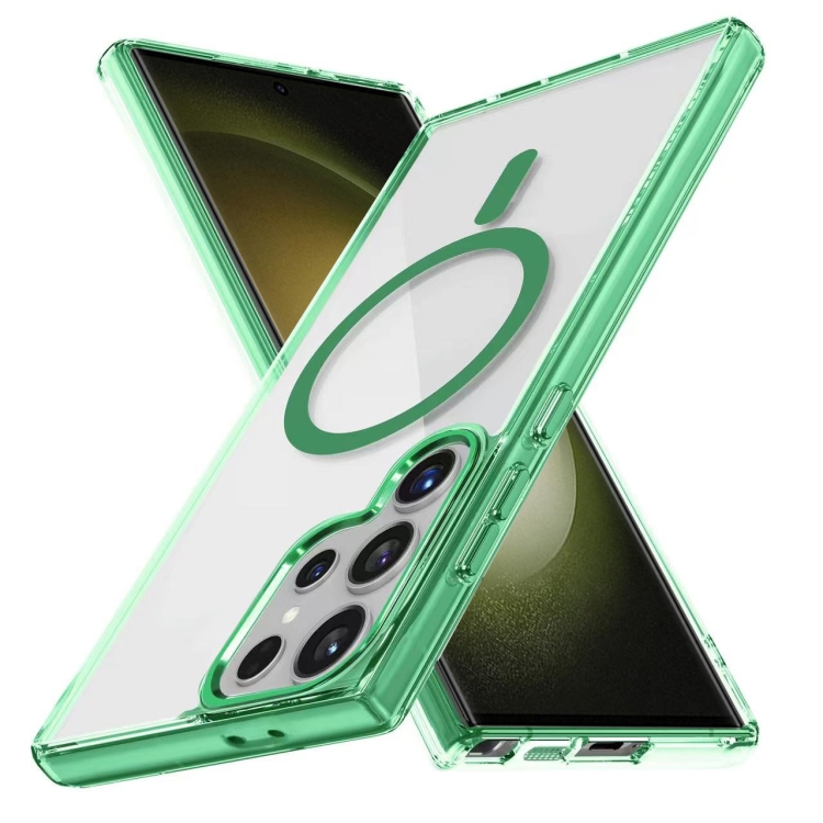 

For Samsung Galaxy S23 Ultra 5G Ice Color Magnetic Series TPU Hybrid Acrylic Magsafe Phone Case(Green)
