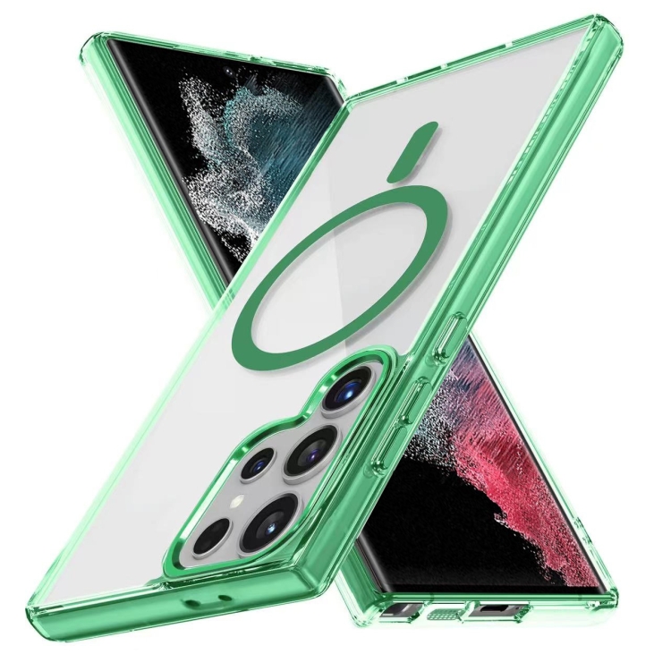

For Samsung Galaxy S22 Ultra 5G Ice Color Magnetic Series TPU Hybrid Acrylic Magsafe Phone Case(Green)