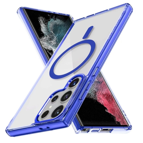 

For Samsung Galaxy S22 Ultra 5G Ice Color Magnetic Series TPU Hybrid Acrylic Magsafe Phone Case(Gemstone Blue)