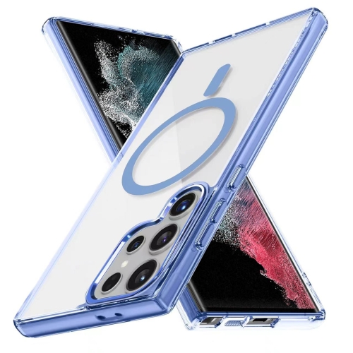 

For Samsung Galaxy S22 Ultra 5G Ice Color Magnetic Series TPU Hybrid Acrylic Magsafe Phone Case(Yuanfeng Blue)