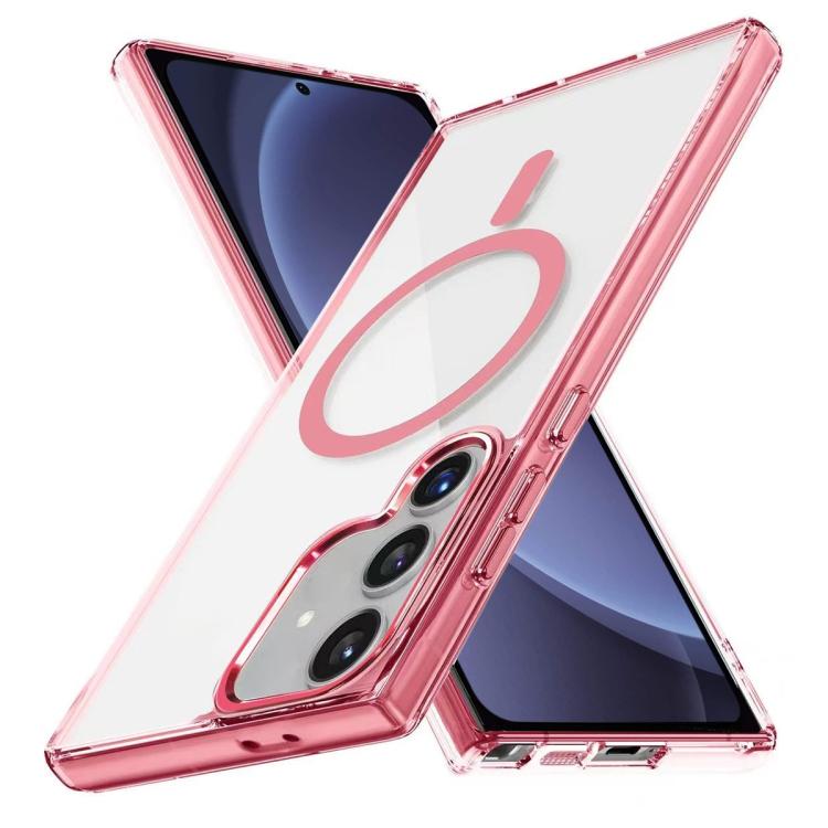 

For Samsung Galaxy S25 5G Ice Color Magnetic Series TPU Hybrid Acrylic Magsafe Phone Case(Pink)