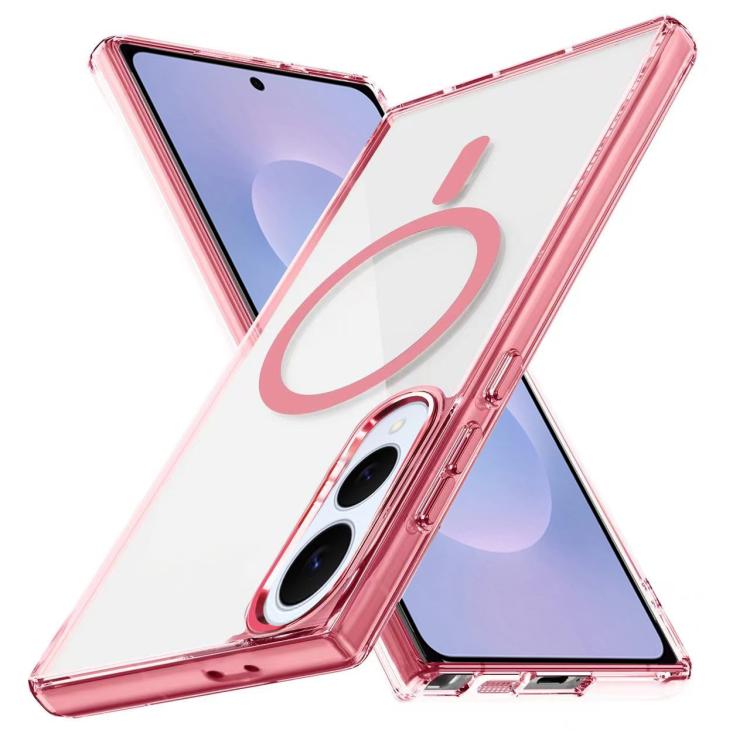 

For Samsung Galaxy S25 Edge 5G Ice Color Magnetic Series TPU Hybrid Acrylic Magsafe Phone Case(Pink)