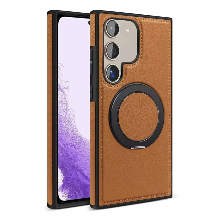 

For Samsung Galaxy S22+ 5G Yashi 360 Degree Rotating MagSafe Bracket Phone Case(Brown)