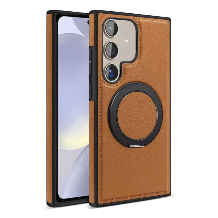 

For Samsung Galaxy S24 5G Yashi 360 Degree Rotating MagSafe Bracket Phone Case(Brown)