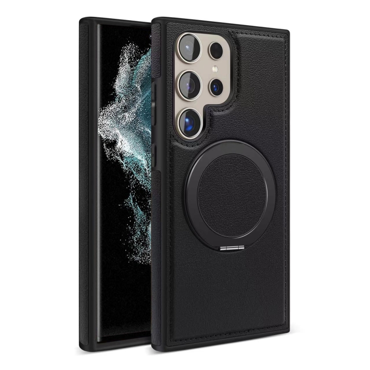 

For Samsung Galaxy S22 Ultra 5G Yashi 360 Degree Rotating MagSafe Bracket Phone Case(Classic Black)