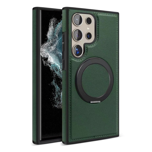 

For Samsung Galaxy S22 Ultra 5G Yashi 360 Degree Rotating MagSafe Bracket Phone Case(Dark Green)