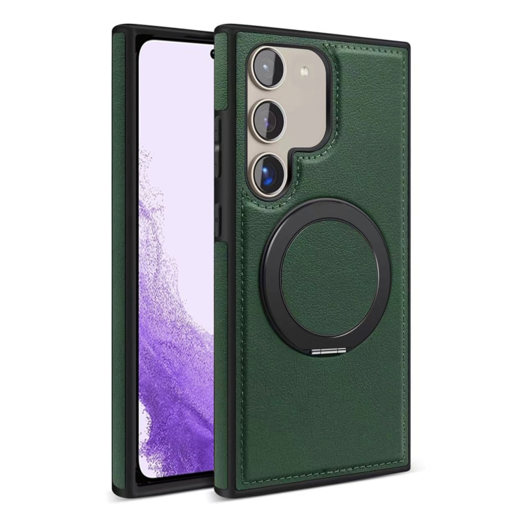 

For Samsung Galaxy S22 5G Yashi 360 Degree Rotating MagSafe Bracket Phone Case(Dark Green)