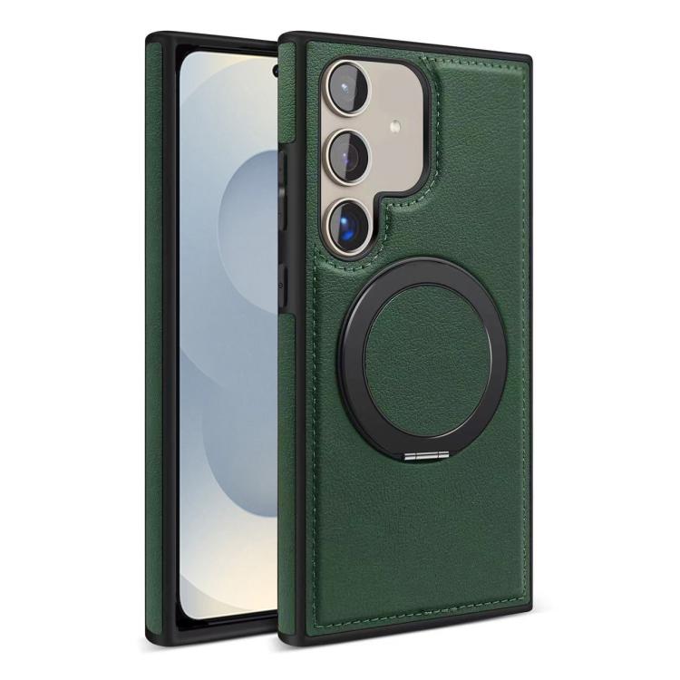 

For Samsung Galaxy S25 5G Yashi 360 Degree Rotating MagSafe Bracket Phone Case(Dark Green)