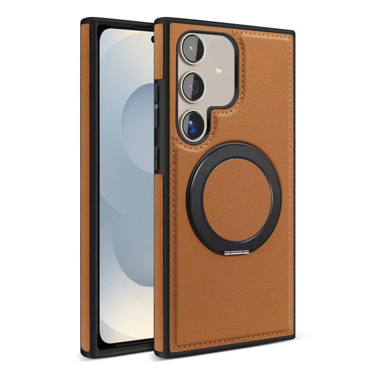 

For Samsung Galaxy S25 5G Yashi 360 Degree Rotating MagSafe Bracket Phone Case(Brown)