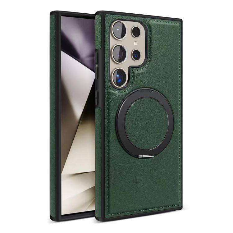 

For Samsung Galaxy S25 Ultra 5G Yashi 360 Degree Rotating MagSafe Bracket Phone Case(Dark Green)