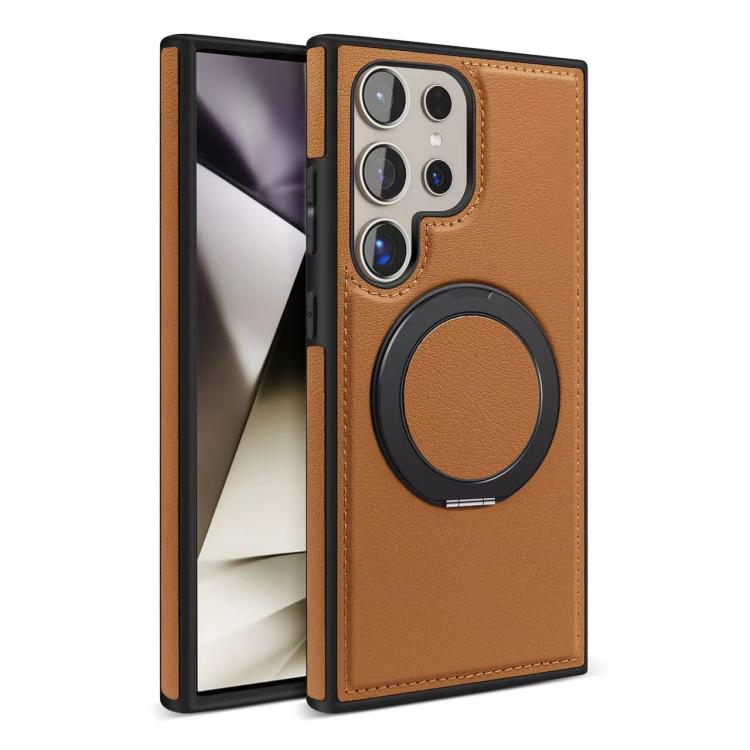 

For Samsung Galaxy S25 Ultra 5G Yashi 360 Degree Rotating MagSafe Bracket Phone Case(Brown)