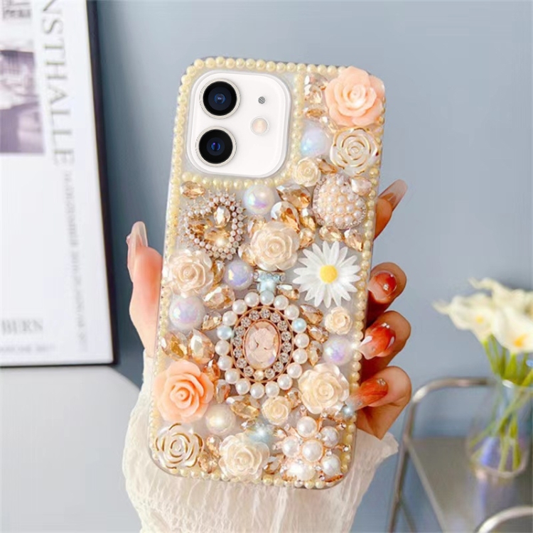 

For iPhone 11 Diamond Inlaid Rose PC Phone Case(Yellow)