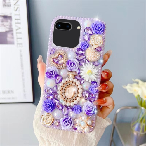 

For iPhone 7 Plus / 8 Plus Diamond Inlaid Rose PC Phone Case(Purple)