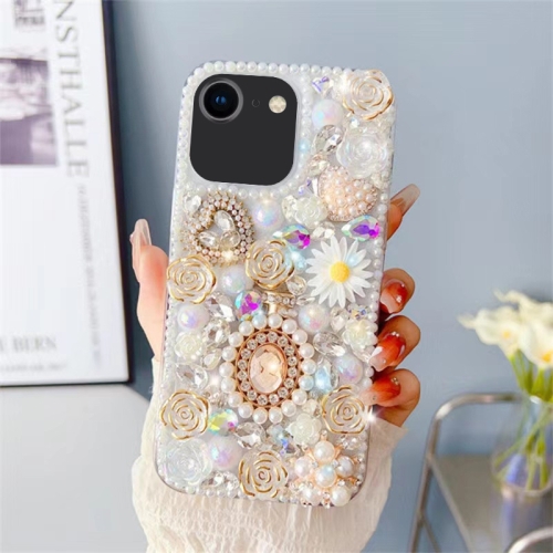 

For iPhone 7 / 8 Diamond Inlaid Rose PC Phone Case(White)