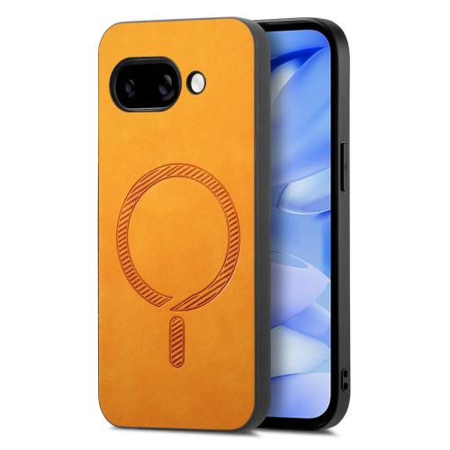 

For Google Pixel 9a Retro Magsafe Magnetic PU Back Cover Phone Case(Yellow)