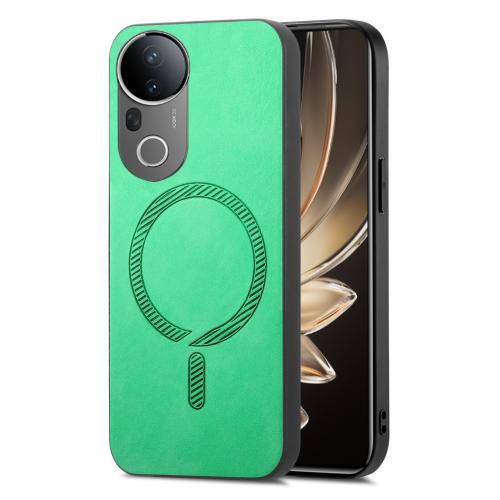 

For vivo S20 Pro Retro Magsafe Magnetic PU Back Cover Phone Case(Green)