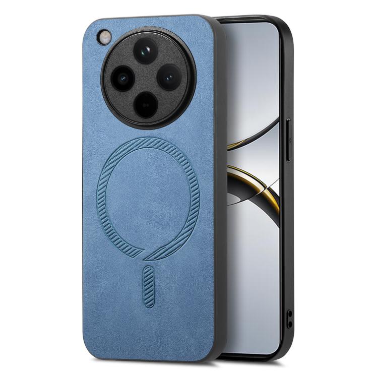 

For OPPO Find X8 Retro Magsafe Magnetic PU Back Cover Phone Case(Blue)
