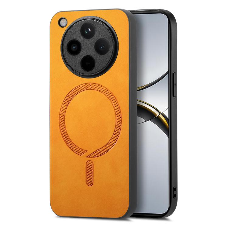 

For OPPO Find X8 Pro Retro Magsafe Magnetic PU Back Cover Phone Case(Yellow)