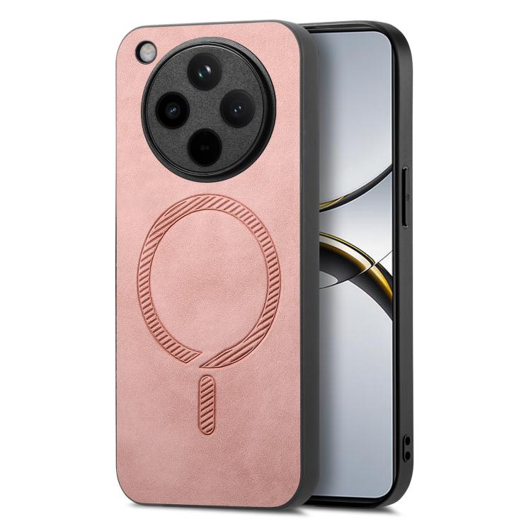 

For OPPO Find X8 Pro Retro Magsafe Magnetic PU Back Cover Phone Case(Pink)