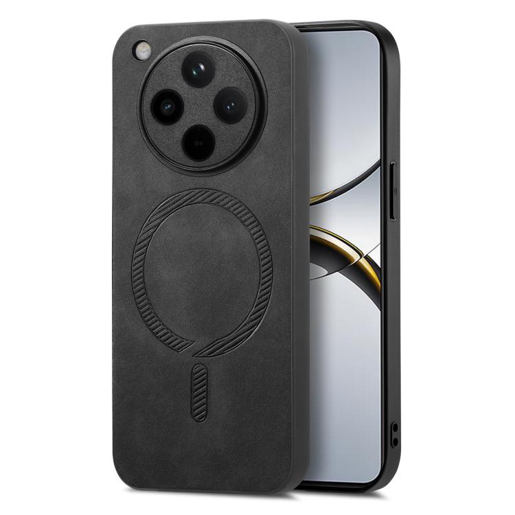 

For OPPO Find X8 Pro Retro Magsafe Magnetic PU Back Cover Phone Case(Black)