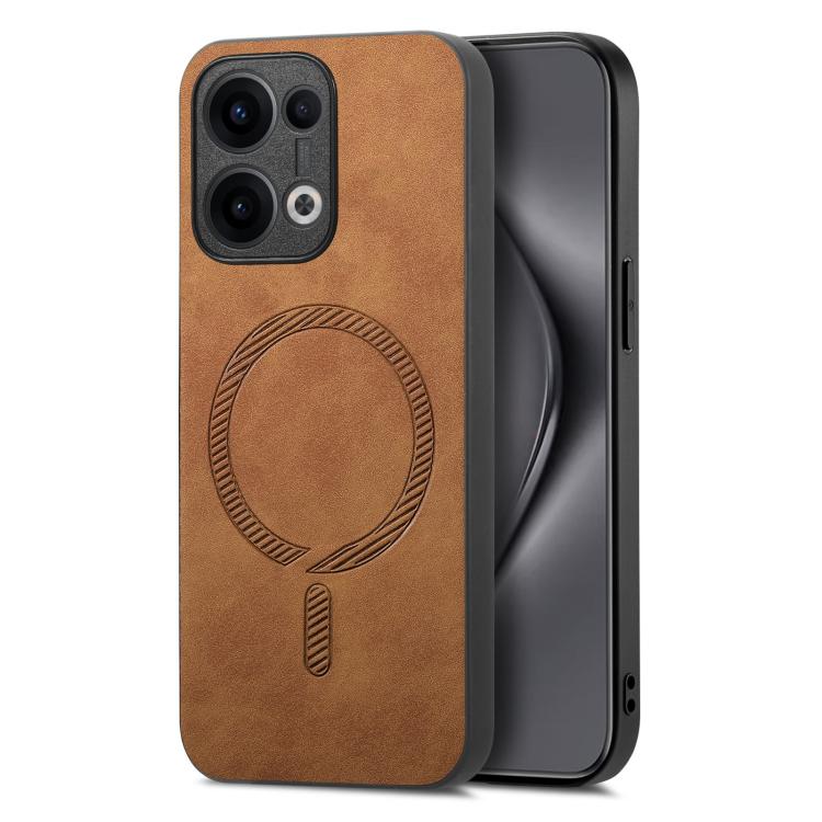 

For OPPO Reno12 Pro Global Retro Magsafe Magnetic PU Back Cover Phone Case(Brown)
