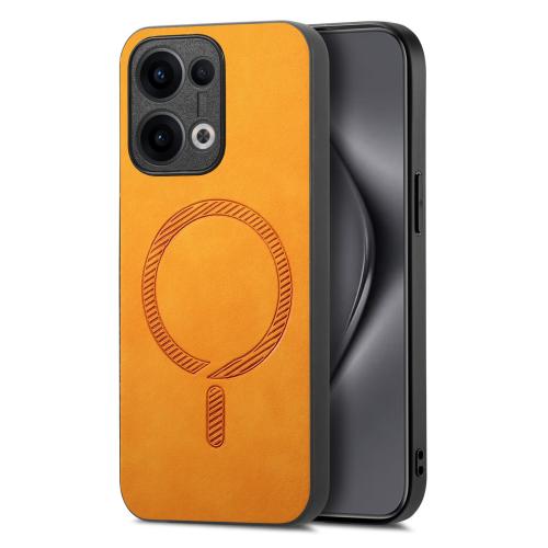 

For OPPO Reno13 Pro 5G Retro Magsafe Magnetic PU Back Cover Phone Case(Yellow)