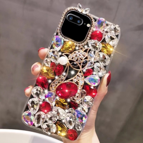 

For iPhone 7 Plus / 8 Plus Handmade Bling Rhinestone Gemstone Fox PC Phone Case(Red)