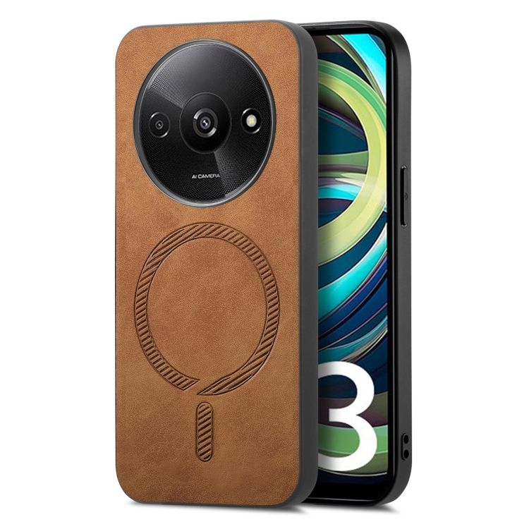 For Xiaomi Redmi A3 Solid Color Retro Magsafe PU Back Cover Phone