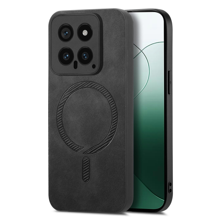 

For Xiaomi 14 Pro 5G Solid Color Retro Magsafe PU Back Cover Phone Case(Black)
